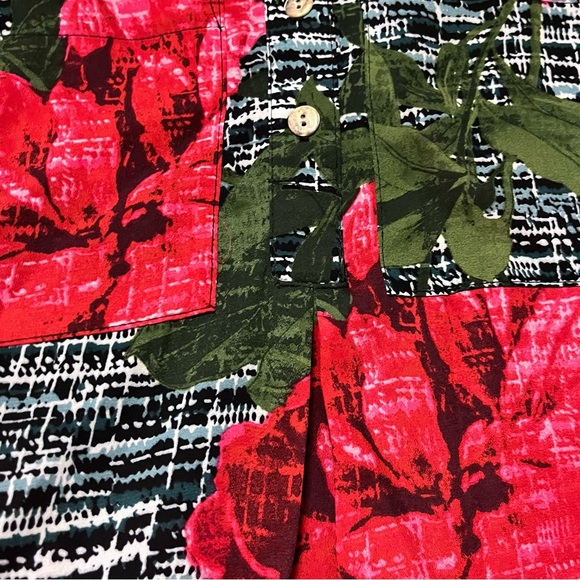 Fig & Flower Women’s Floral Print Hi-low Popover Tunic Small Longline Red Black - Picture 6 of 11